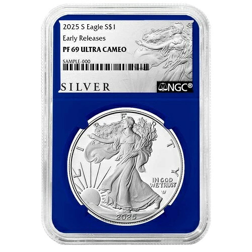 2025-S $1 1オンス プルーフ アメリカン シルバー イーグル NGC PF69UC ER ALS ラベル ブルーコア