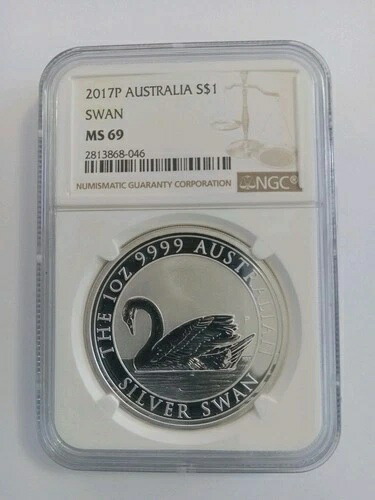 2017-P オーストラリア スワン 1 ドル シルバー 1 オンス .9999 NGC MS69!