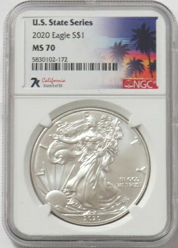 2020 アメリカン シルバーイーグル カリフォルニア 6/50 U.S. ステートシリーズ NGC MS 70