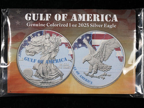 2025年 米国シルバーイーグル ガルフオブアメリカ カラーライズドエディション COA＆スタンド付き - 在庫あり