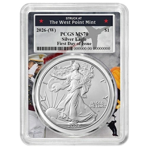 プレセール - 2026 (W) 1ドル アメリカン シルバー イーグル PCGS MS70 FDOI ウェストポイント フレーム 45,045円