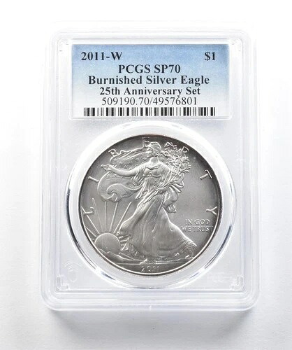 2011-W バーニッシュドシルバーイーグル 25周年記念セット SP70 PCGS *0181 43,615円