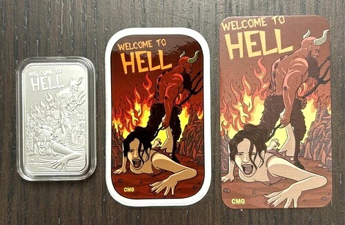 CMG Mint Welcome To Hell アートバー プルーフ 1オンス .999 シルバー 発行枚数わずか100枚 COA付き