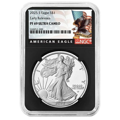 2025-S $1 1オンス プルーフ アメリカン シルバー イーグル NGC PF69UC ER ブラックラベル レトロコア