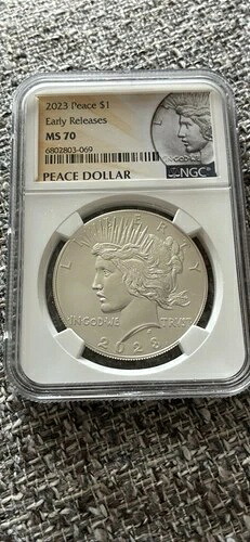 2023年 シルバーピースダラー - 銀99.9% - 早期リリース - NGC MS 70