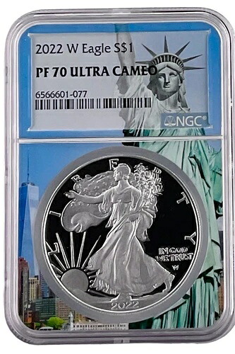 2022年 W 1オンス シルバー イーグル プルーフ NGC PF70 UC 自由の女神像 コア POP 100