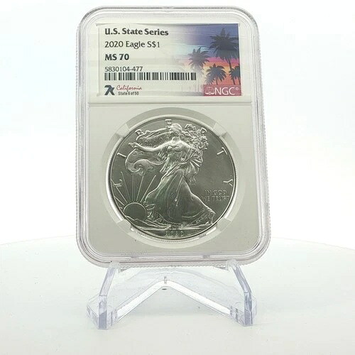 2020年 アメリカンシルバーイーグル S $1 タイプ1 米国州シリーズ カリフォルニア NGC MS 70