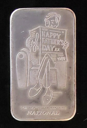 1989年 父の日おめでとう ナショナルミント レア地金 999シルバー 1オンス アートバー
