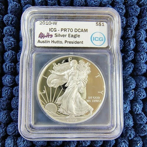2010-W プルーフ アメリカン シルバー イーグル - ICG PR 70 DCAM - A. Hutto サイン入り - ICG Pres 44,330円