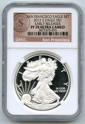 2012-S シルバーイーグル NGC PF70 ウルトラカメオ アーリーリリース - サンフランシスコ - P762