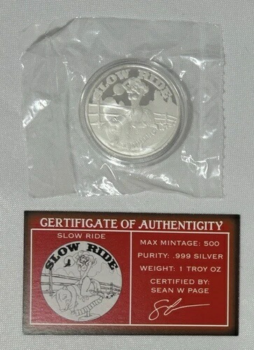 STL Mint 1オンス .999 シルバー アート ラウンド スローライド 限定鋳造 COA 付き
