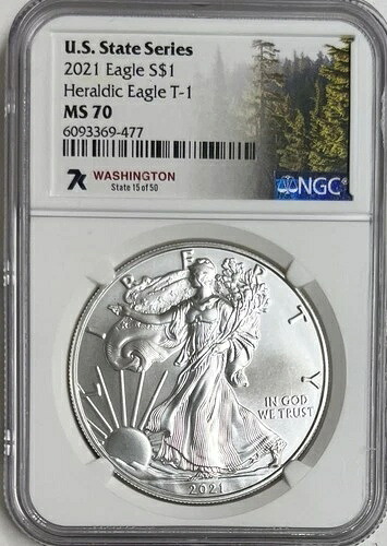 2021 アメリカンイーグル S$1 T-1 USステートシリーズ ワシントン MS70 NGC
