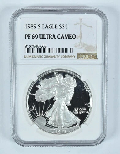 1989-S アメリカン シルバー イーグル PF69 UCAM NGC ブラウンラベル