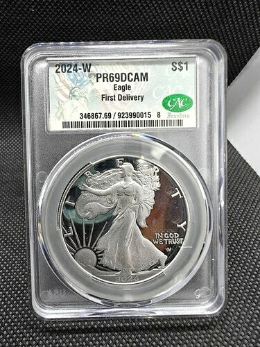 CAC 2024 W 1オンス .999 プルーフコイン DCAM ASE アメリカンシルバーイーグル PR69 素晴らしい！すごい！