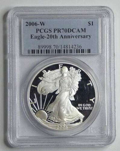 2006-W アメリカ S$1 シルバーイーグル 20周年記念 1オンス .999 シルバー PCGS PR70DCAM