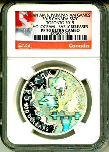 2015年カナダS$20パンアメリカン＆パラパンアメリカン競技大会トロントメープルホログラムER NGC PF70 UC