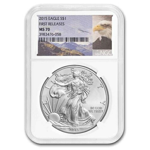 2015年 アメリカン シルバー イーグル MS-70 NGC (FR、イーグルラベル)