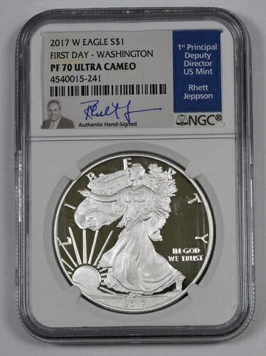 2017-W アメリカン プルーフ シルバー イーグル NGC PF70 UC ジェプソン シグネチャー 初日