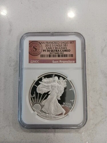 2012 S プルーフ シルバー イーグル NGC PF70 ウルトラ カメオ ER コインと通貨セットより