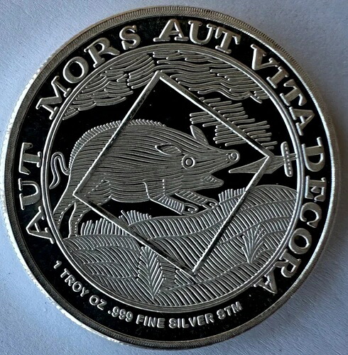 The Boar 1 OZ SILVER aut mors aut vita decora mathews wire round