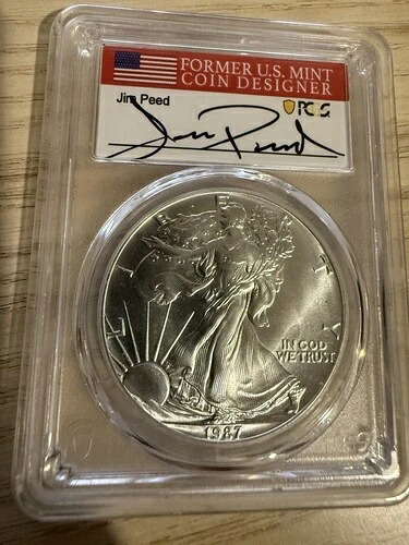 1987年 (S) シルバーイーグル - ビジネスストライク - PCGS MS69 ジム・ピード署名ラベル