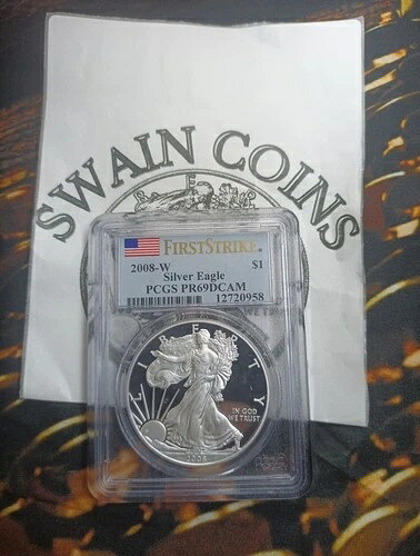 2008-W 1ドル プルーフ アメリカン シルバー イーグル PCGS PR69DCAM ファーストストライク EH105