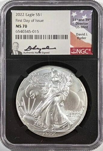 2022年 アメリカン シルバー イーグル - NGC MS70 FDOI - ライダーサイン入り - E79
