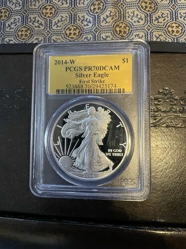 2014 W プルーフ シルバー イーグル PCGS PR70 - ゴールド チケット!