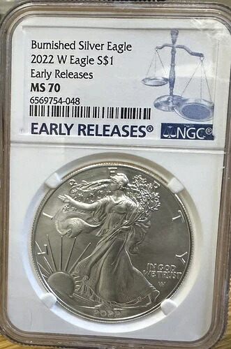 2022年 W バーニッシュド アメリカン シルバー イーグル - NGC MS70 早期リリース