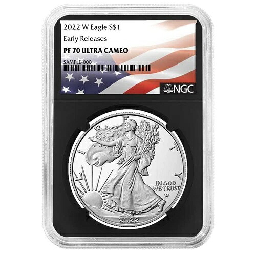 2022-W $1 1オンス プルーフ アメリカン シルバー イーグル NGC PF70UC ER フラッグラベル レトロコア