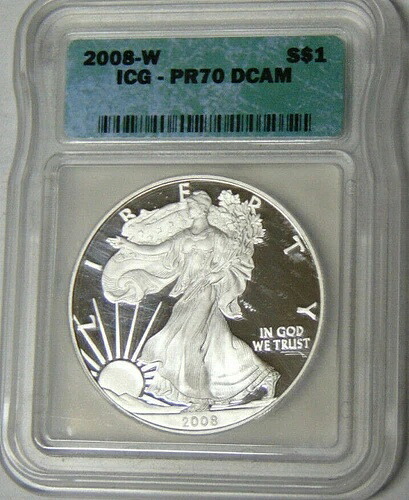 ICG PR70 DCAM 2008-W アメリカン シルバー イーグル 1オンス .999 シルバー ダラー