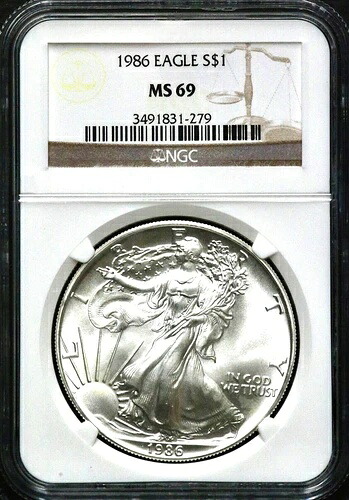 1986年 1ドル アメリカン シルバー イーグル - NGC MS69 BS295