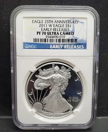 2011 W シルバー イーグル NGC PF70 ウルトラカメオ イーグル 25周年記念早期リリース