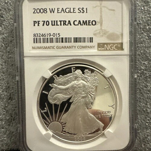 2008-W プルーフ $1 アメリカン シルバー イーグル NGC PF70UC ブラウン ラベル