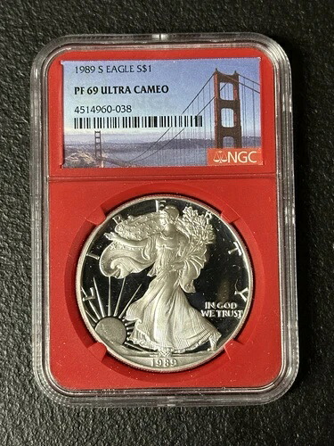 1989年製 シルバーイーグル PF69 ウルトラカメオ（レッドスラブ） NGC