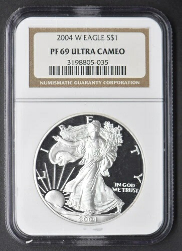 2004-W シルバーイーグル PF-69 NGC ウルトラカメオ ウェストポイント $1 - COINGIANTS -