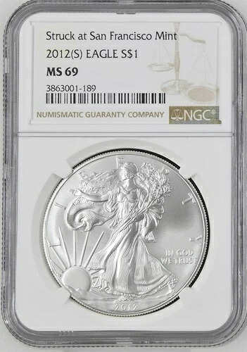 2012年 (S) アメリカンイーグル銀貨 $1 NGC MS69