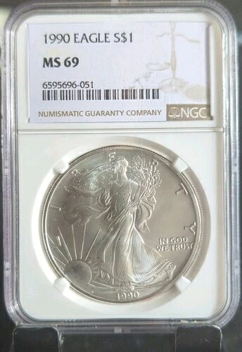 1990年 NGC MS69 アメリカンシルバーイーグル 6560656-051