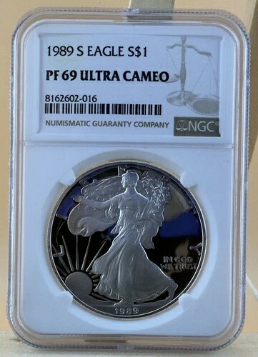 *1989年 プルーフ シルバー イーグル - NGC PF69 ウルトラカメオ