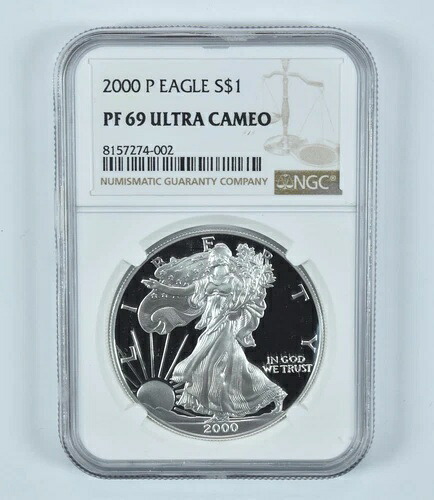 2000-P アメリカン シルバー イーグル PF69 UCAM NGC ブラウンラベル