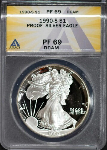 1990-S $1 シルバー アメリカンイーグル PF69DCAM ANACS # 7625868 + ボーナス