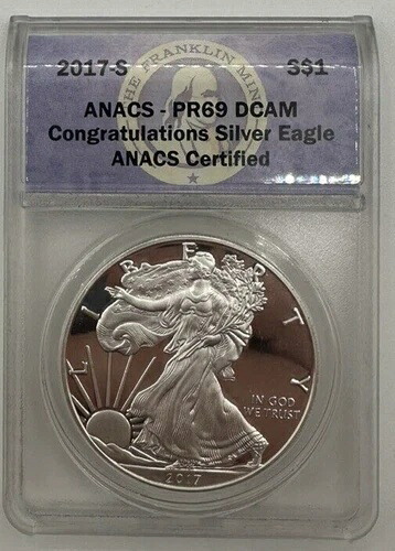 2017-S アメリカンシルバーイーグル $1 ANACS認定 PR 69 DCAM おめでとうございます