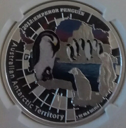 2012年 オーストラリア 1オンス シルバー カラーライズド 皇帝ペンギン NGC PF70 ウルトラカメオ