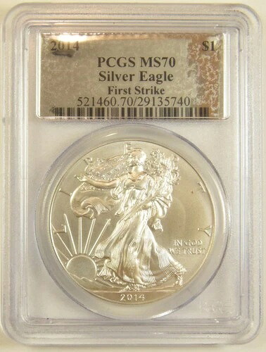 2014年 シルバーイーグル PCGS MS-70 ファーストストライク シルバーラベル #35740