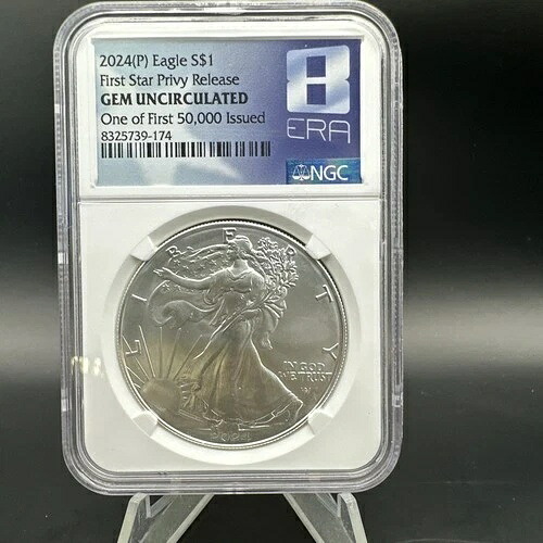 2024 P アメリカン シルバー イーグル -NGC ジェム アンク ファースト スター プライベート リリース 50,000 枚のうちの 1 枚。