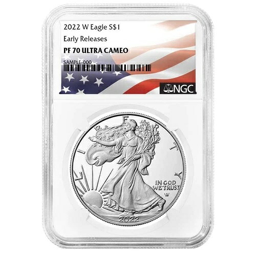 2022-W $1 1オンス プルーフ アメリカン シルバー イーグル NGC PF70UC ER フラッグラベル