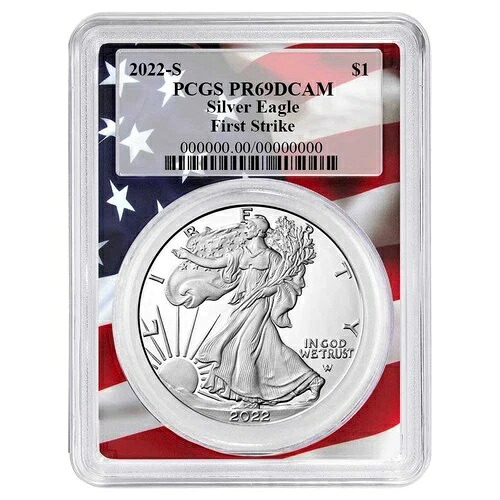 2022-S プルーフ $1 アメリカン シルバー イーグル PCGS PR69DCAM FS フラッグフレーム