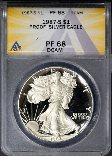 1987-S $1 シルバー アメリカンイーグル PF68DCAM 新品 ANACS # 7668277 + ボーナス 43,615円