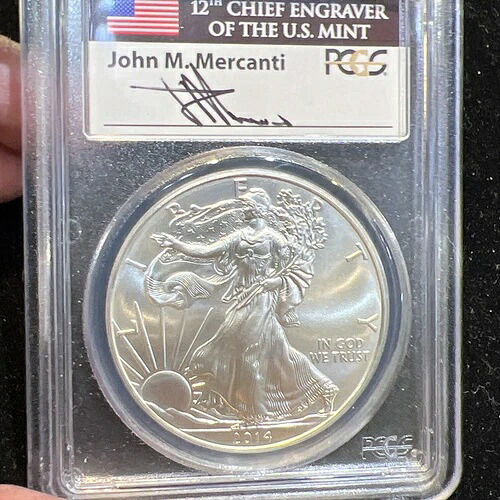2014年 PCGS MS-70 シルバーイーグル ファーストストライク メルカンティ サイン入り