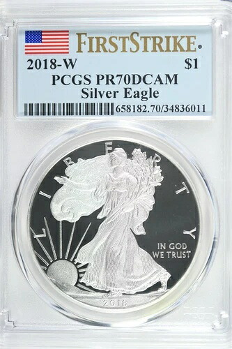 2018 W 1オンス シルバー イーグル PCGS PR70 DCAM - ファーストストライク - フラッグラベル 43,615円